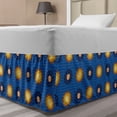 thumbnail image 1 of Astrology Bed Skirt, Vintage Pattern with Celestial Elements Astronomic Ornaments, Elastic Bedskirt Dust Ruffle Wrap Around for Bedding Decor, 4 Sizes, Yellow Brown and Blue, by Ambesonne, 1 of 2