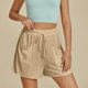 thumbnail image 5 of Pantalones Cortos de Piernas Anchas para Mujeres Lino de Color Sólido, Cintura Elástica Cómoda Longitud Regular, 5 of 8