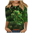 thumbnail image 2 of Mceream St Patty's Day Shirt Women 2026 Casual Plus Size Crew Neck 3/4 Sleeve Irish Clover Tees Funny Saint Patrick's Tunic Tops Graphic Summer Shirts Green L, 2 of 5