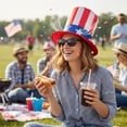 thumbnail image 5 of Jiibva USA Flag Pattern Top Hat Uncle Sam Hat Independence Day Headwear for Festival Carnival Halloween Fancy Dress Accessory, 5 of 7