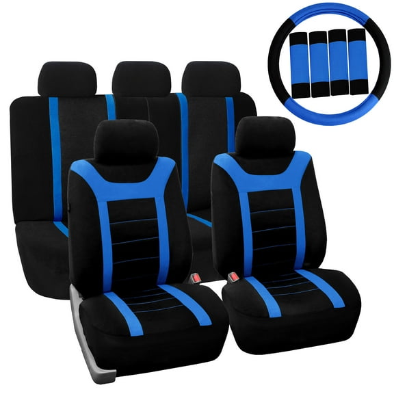 FH Group Universal Fit Car Seat Covers Full Set w/ Steering & Belt Pads Cover