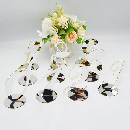 

Seat Number Card Glossy Add Atmospheres Mirror Surface Standing Wedding Golden Table Number Feast Supplies Silver Acryl