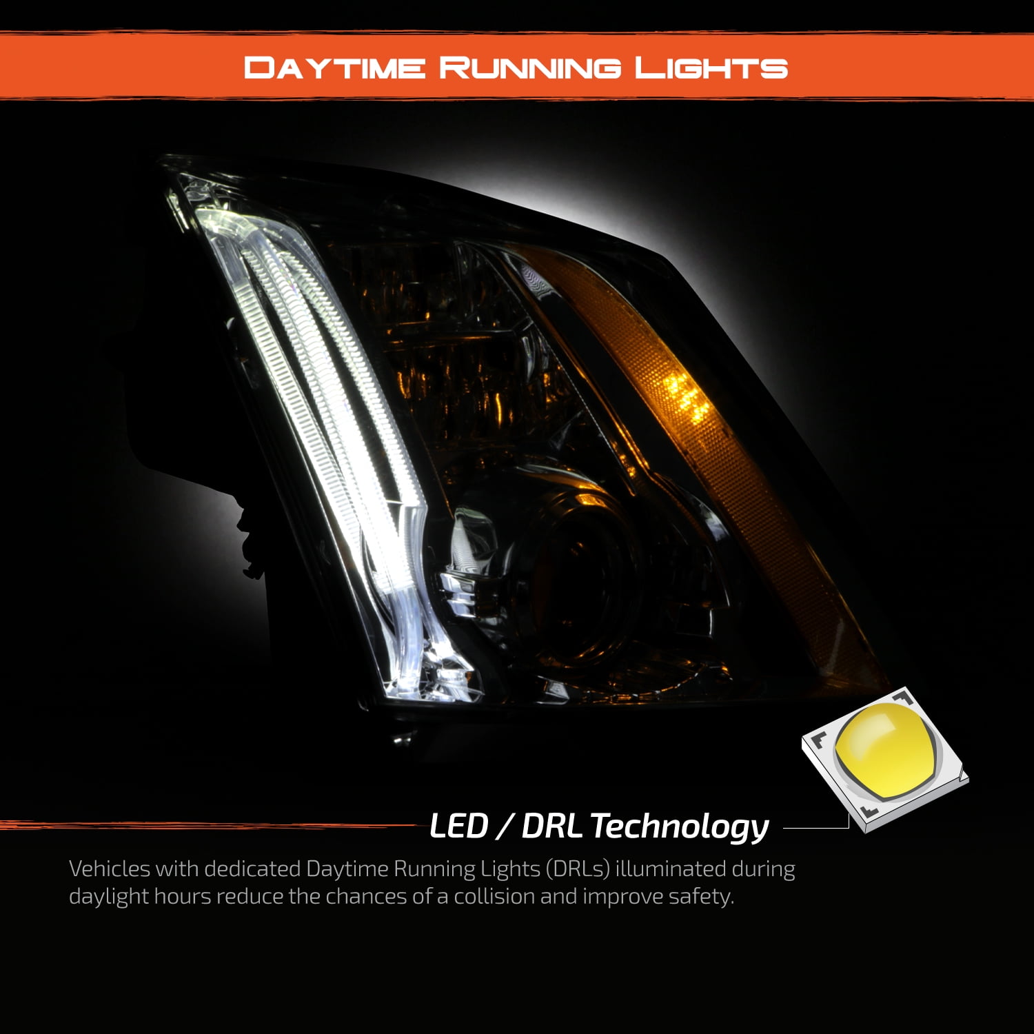 Peugeot 208 LTI LED headlamps look xenon - Chrome 