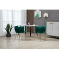 thumbnail image 3 of Leisure Dining Chairs Set of 2, Velvet Accent Chair with Weaved Backrest and Golden Metal Legs, Comfy Upholstered Armchair Side Chair for Dining Room, Bedroom and Living Room, Emerald, 3 of 27