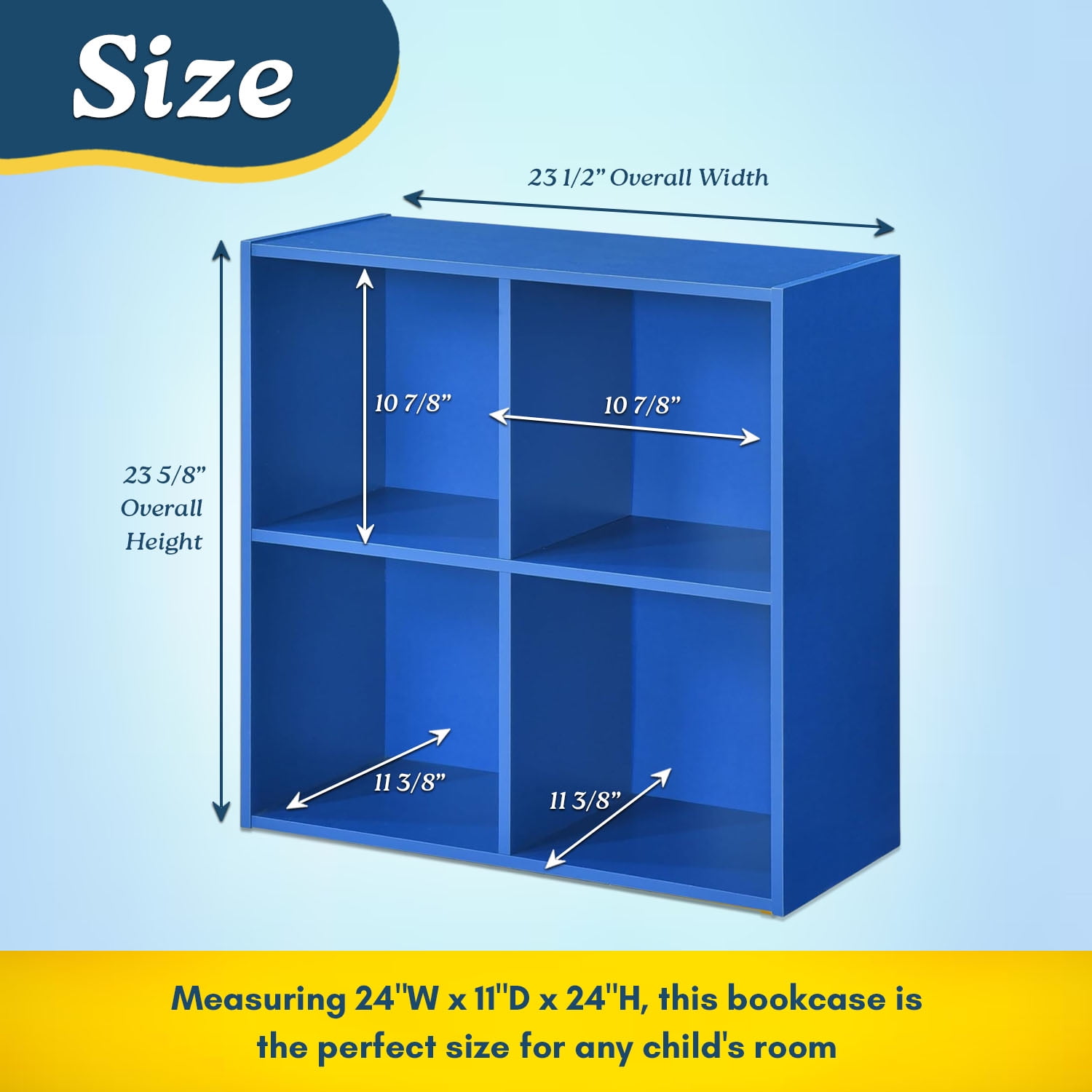 Kings Brand Furniture - 4 Cube Storage Organizer Book Shelf, Toy Storage Organizer for Playroom, Bedroom, Nursery School, Blue
