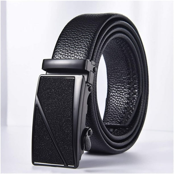 ATTOE Men s Belt Leather Business Automatic Buckle Black Genuine Leather Belts for Men Male Waist Belt Belt Length 120CM Color XP Black