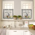 thumbnail image 4 of Easter Egg Bunny Valance and Tier Set of 3,Black White Plaid Window Curtain Rod Pocket Vlances for Kitchen,Spring Floral Retro Linen Privacy Panel Drapes Light Filtering Short Curtains for Bedroom, 4 of 5