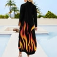 thumbnail image 3 of fire flames Long Sleeved Shirt Dress summer dresses for women dress women summer, 3 of 7
