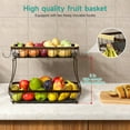 thumbnail image 2 of 2 Tier Fruit Basket for Kitchen Counter with 2 Banana Hangers, 2025 Pro Detachable Metal Fruit Bowl with Wooden Handle,Fruit Holder for Bread Snack Veggies, Brown, 2 of 14