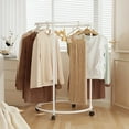 thumbnail image 4 of Auto Beyond Rolling clothes rack, freestanding indoor/outdoor garment stand with wheels, circular design, clothing storage rack, suitable for retail stores and bedrooms-White, 4 of 5