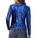 thumbnail image 3 of INSPIRAR CHIC Camisetas de Terciopelo para Mujeres Cuello Redondo de Manga Larga T-Shirt Casual S Azul Real, 3 of 6