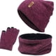 thumbnail image 3 of 2x Gorro de invierno Salvador para mujer bufanda guantes de punto forro Rosa rojo, 3 of 8