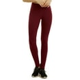 thumbnail image 3 of Sofra Women & Plus Cotton High Waist Full Length Cotton Workout Leggings (Black/Burgundy, S), 3 of 4