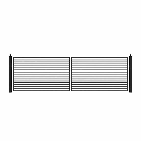 ALEKO Milan Style Dual Swing Galvanized Steel Driveway Gate 18 feet Black