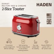 HADEN Dorset 2-Slice Wide Slot Stainless Steel Retro Toaster, Red