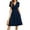 Navy Blue, variant on Women's Summer Casual Short Sleeve V-Neck Short Party Dress with Pockets