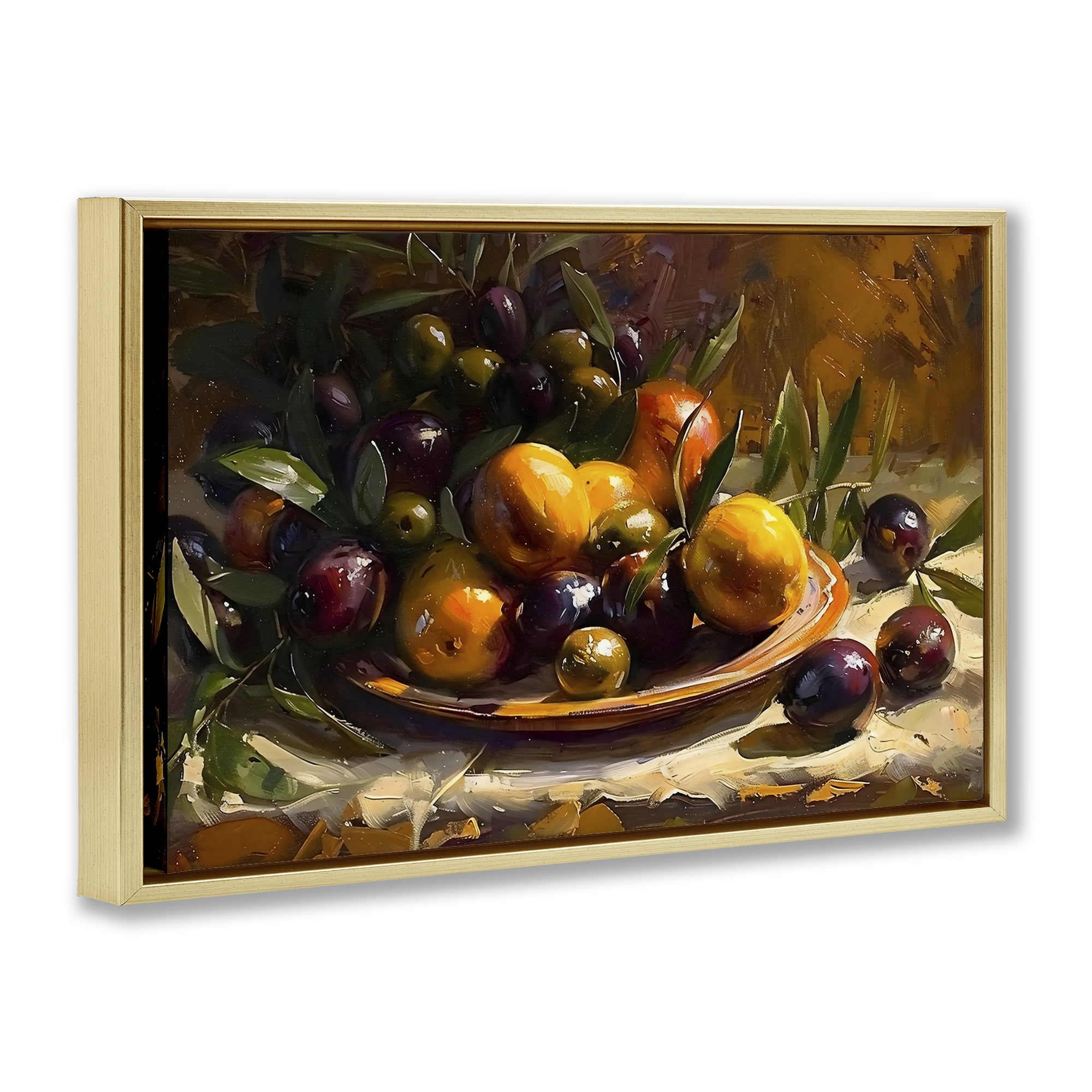 Stupell Industries Array of Olives & Citrus Gold Framed Floater Canvas Wall Art, design by Creative Studio