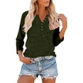 thumbnail image 4 of Yghzkop Women's Button Down V Neck 3/4 Sleeve Raglan T-Shirt Top Loose Fit Casual Blouse Baseball Tee Drop Shoulder Comfortable Daily Top, 4 of 9