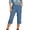 Blue, variant on Capri Jeans for Stretch Casual Elastic Waist Wide Straight Leg Plus Size Pull On Denim Capris Loose Summer Pants Workout Pants with Pockets for Women