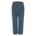 thumbnail image 6 of Bovemsi Casual Pants for Women Womens Daily Elastic Waist Straight Solid Color Loose Long Corduroy Trousers Beach Trousers with Pockets, 6 of 9