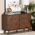 thumbnail image 5 of Baxton Studio Markell Mid-Century Modern Transitional Walnut Brown Finished Wood 6-Drawer Dresser, 5 of 13