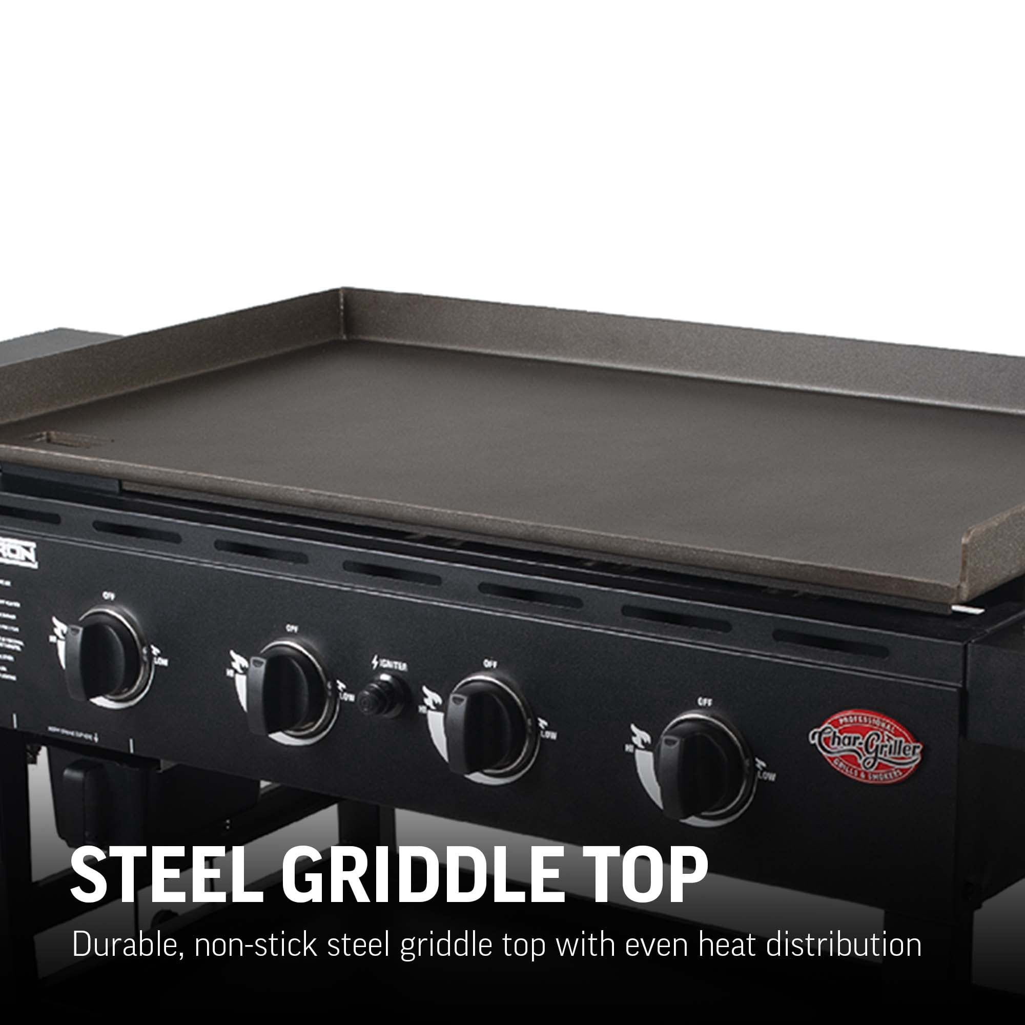 Char-Griller® Flat Iron® 4-Burner Gas Griddle in Black