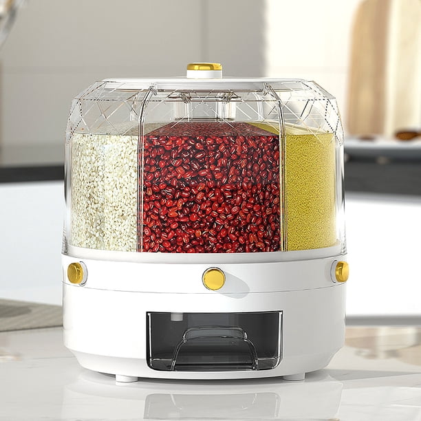Cubo de arroz, caja de almacenamiento de granos giratoria para el hogar, a prueba de insectos, recipiente de almacenamiento de fideos de arroz sellado a prueba de humedad