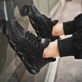 thumbnail image 4 of Men's  All Black Air Cushion Chunky Sneakers, Breathable Mesh Lightweight Athletic Shoes, Non-Slip Shock Absorption Casual Walking Shoes for Daily Wear, 4 of 9