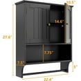 thumbnail image 4 of Semiocthome Bathroom Medicine Cabinet Wall Mounted Storage with Towel Bar and 2 Door in Black, 4 of 8