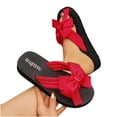 thumbnail image 4 of Women's Bow Decor Wedge Flip Flops, Open Toe Comfortable Summer Thong Sandals, Footwear for Beach Vacation and Casual Daily Wear Red 42, 4 of 9
