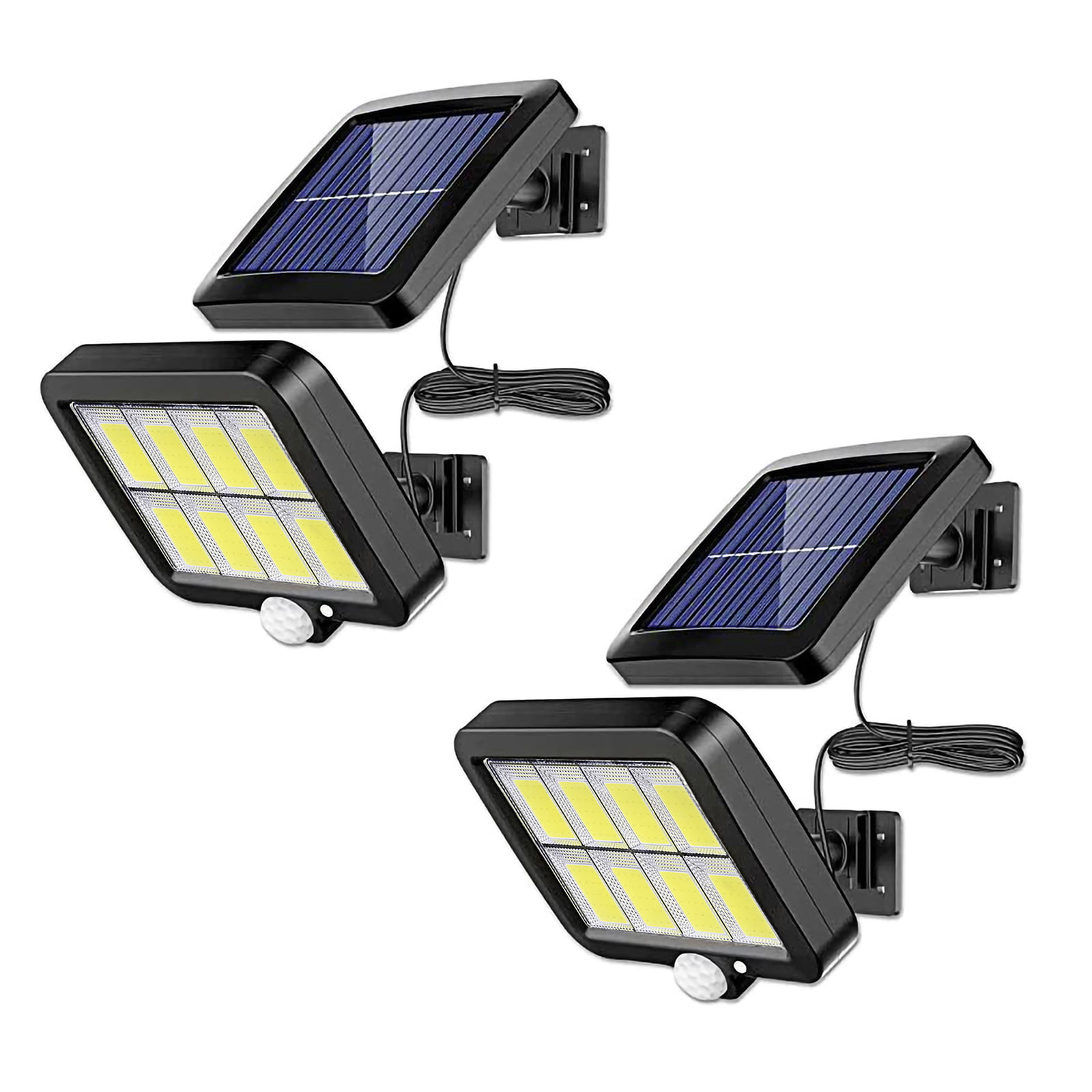 2Packs 206 LED Solar Power Lights PIR Motion Sensor Garden Security Wall Lamps 