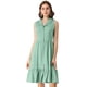 thumbnail image 1 of Vestido Camisero Con Dobladillo Volantes Botones Abajo Cuello Campamento Para Mujer  Verde Azulado S, 1 of 6