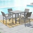 CorLiving 5pc Sun Bleached Grey Outdoor Dining Set