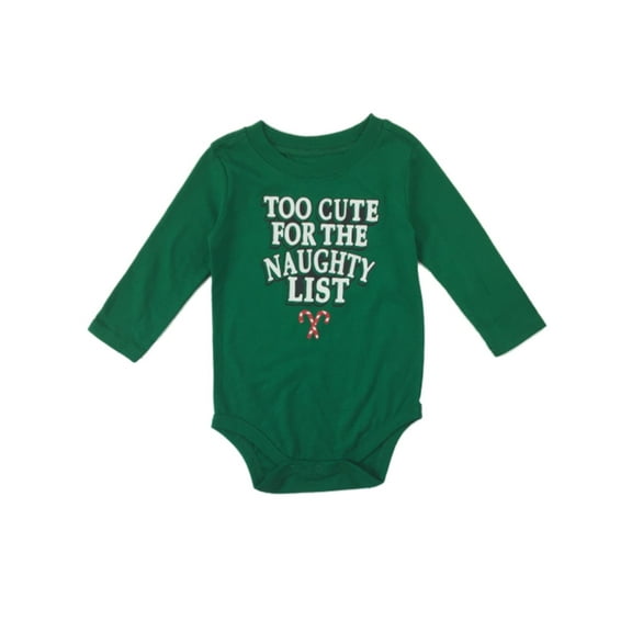 Infant Boys Green Holiday Too Cute For The Naughty List Christmas Bodysuit 9m