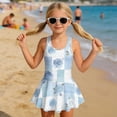 thumbnail image 3 of Tutolipy Blue Floral Pattern Girls Beach Swimsuit, Skirt Cross Shoulder Strap Design Girls One Piece Swimsuit with Skirt Bottom for Summer, Size 8-9 Years, 3 of 8