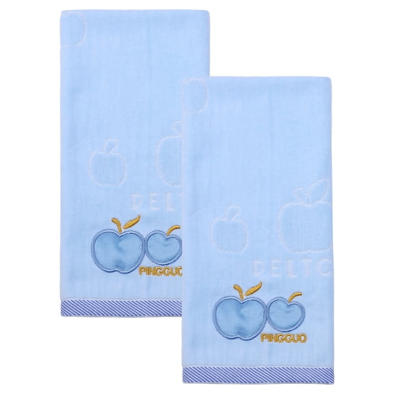 Unique Bargains Cartoon Embroidered 29" x 13" Soft Absorbent Hand Towels Blue 2pk