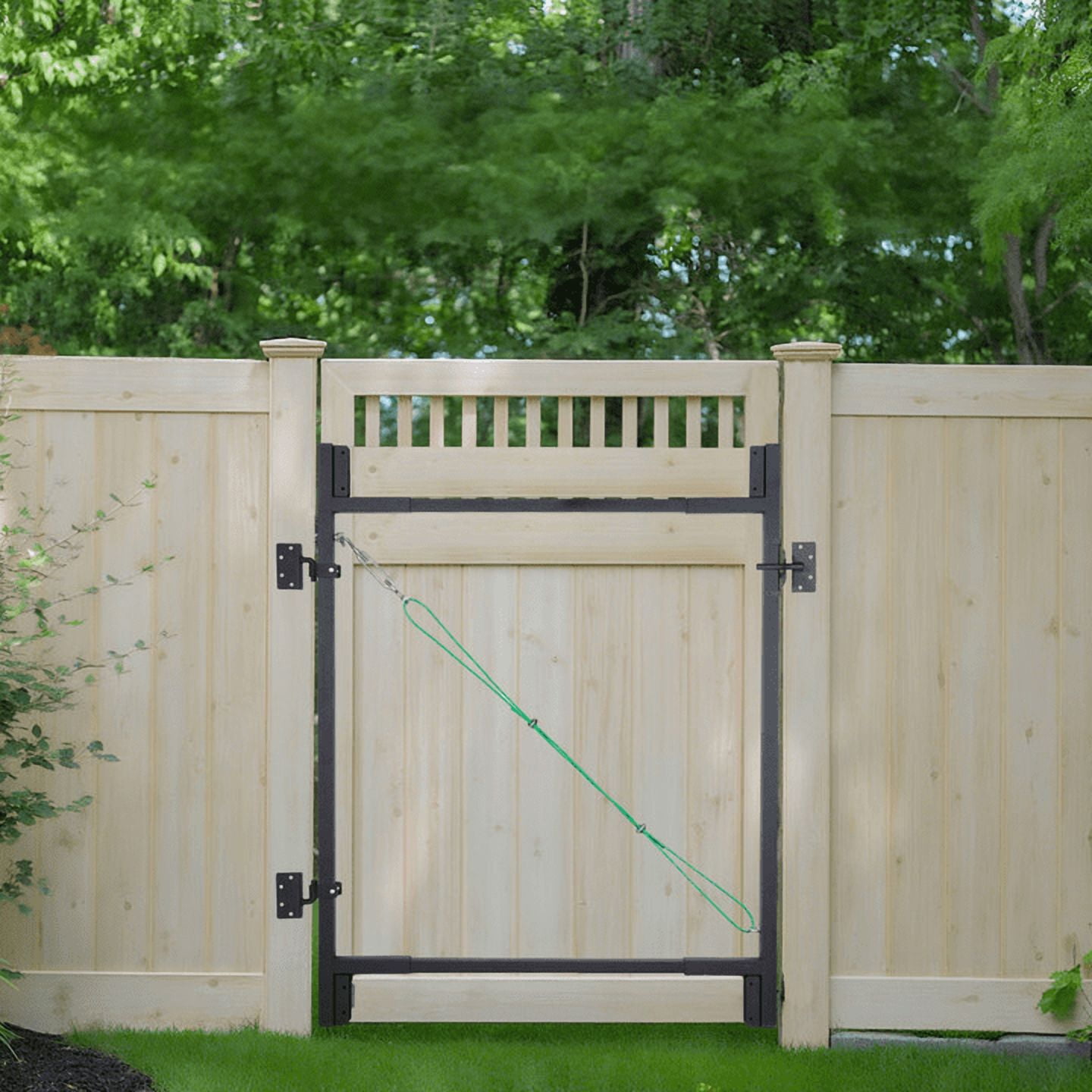 Cxforste Self-Closing Fence Gate Frame Kit, Adjustable 36-72 inch DIY Heavy-Duty Black Steel for 1x4 2x4 Wood