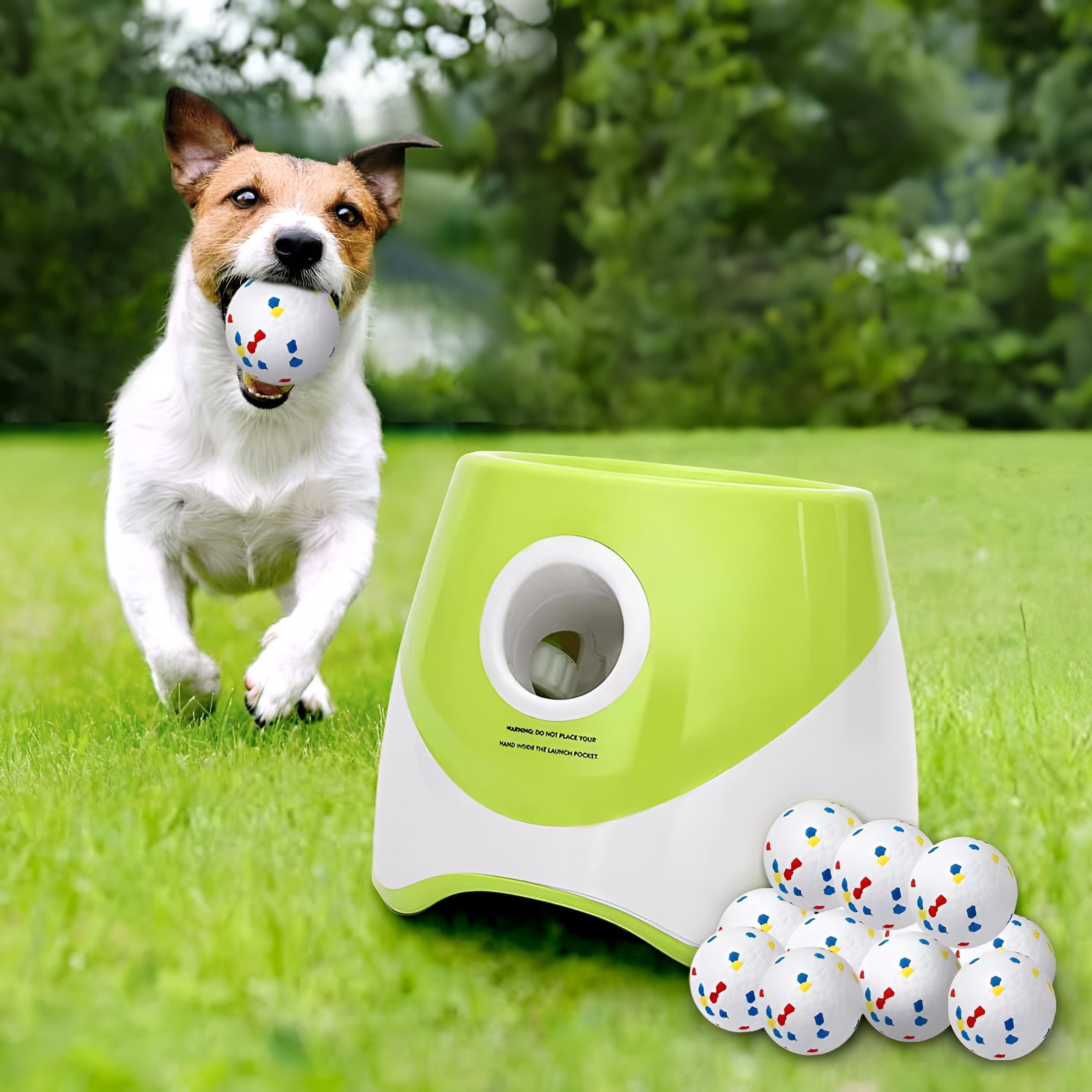 BESTSKY Upgraded Automatic Ball Launcher for Dogs – Rechargeable Interactive Dog Fetch Toy with 3 Balls, Adjustable Launch Distance, Infrared Sensor Dog Ball Thrower for Dogs（Lime Green）