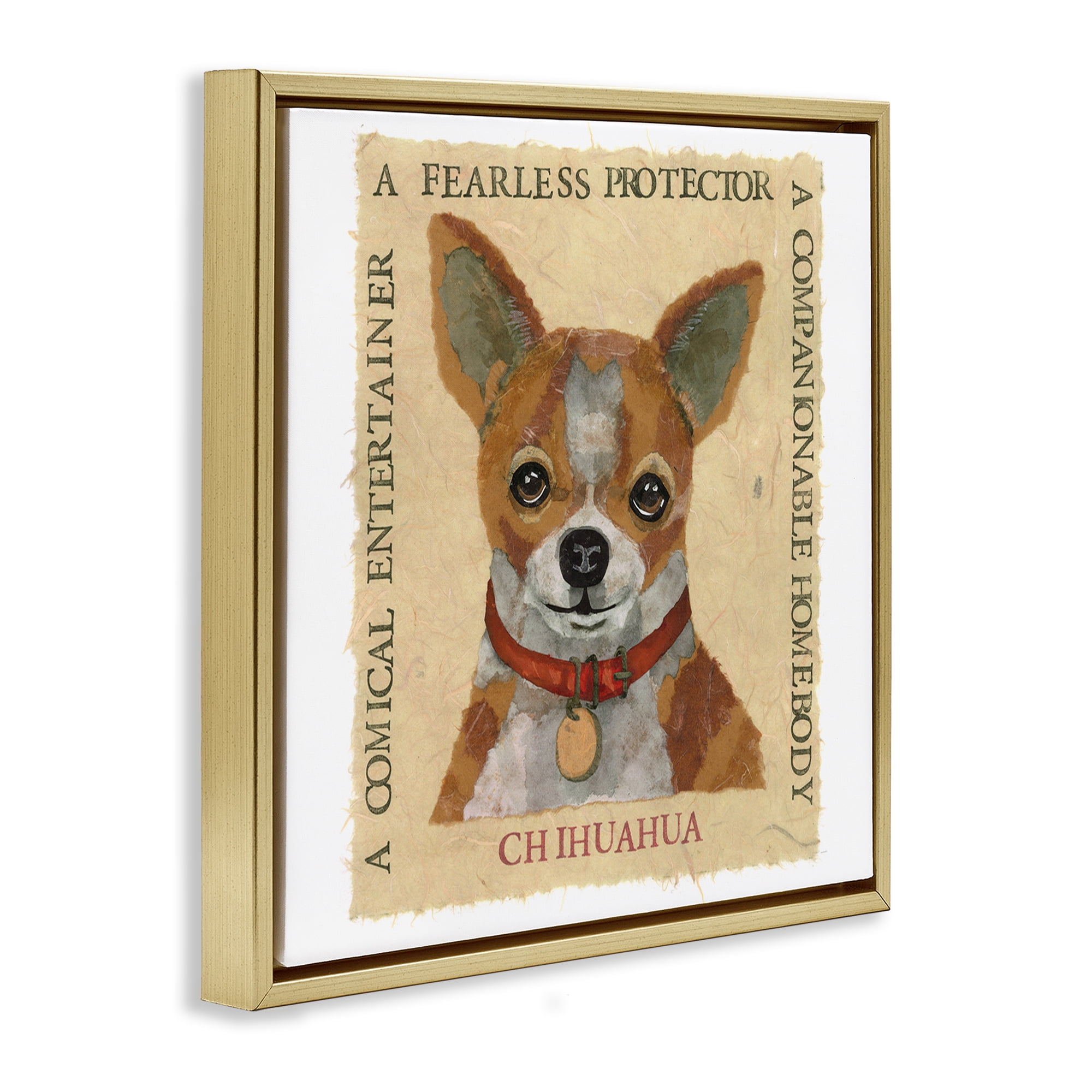 Stupell Industries Fun Chihuahua Pet Phrases Animals Painting Gold Floater Framed Canvas Art Print Wall Art, 25 x 25