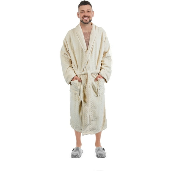 Tirrinia Womens Super Soft Warm Microfiber Fleece Plush Bathrobe Spa Robe with Pockets Large