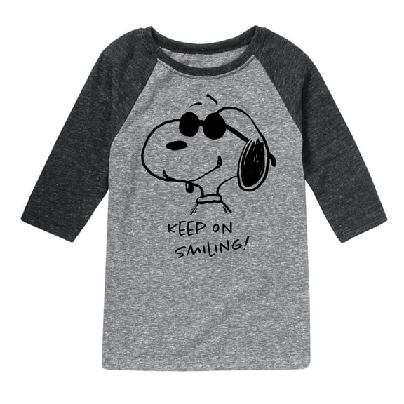Peanuts - Cool Joe Keep On Smiling - Youth Raglan Tee