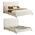 thumbnail image 3 of KING Size Bed Frame with 4 Drawers Modern Platform and Headboard Wooden Slats Under Bed Storage,Beige, 3 of 8