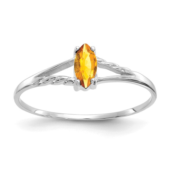 10K White Gold Ring Band with Stones (11) November Citrine Marquise Yellow