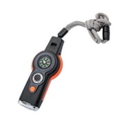 PRINxy Outdoor Seven-in-oneMulti-functional Emergency Tool Survival Whistle + LED Light + Compass + Magnifying Glass + Reflector + Thermograph + Storage Compartment Orange