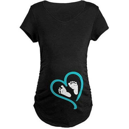 

Cafepress Baby Feet Heart Blue Maternity Dark T-Shirt