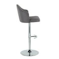 thumbnail image 3 of Ahoy Grey Fabric Bar Stools (Set of 2) - Chrome Metal Adjustable Swivel Barstools with Footrest - Contemporary Design, Indoor Use, 3 of 6