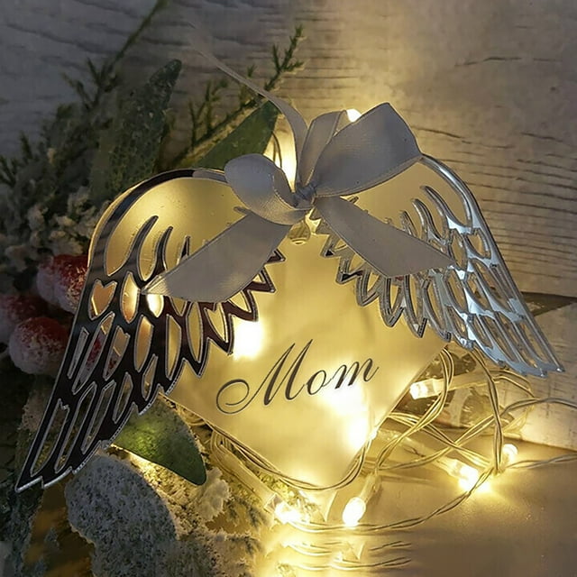 Xihbxyly Colgante de Ángel En Forma de Corazón, Diseño Conmemorativo Grabado Personalizado, Recuerdo de Un Ser Querido, Regalo Especial para Una Pérdida, Decoración Significativa, Colgante de Acrílic