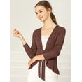 thumbnail image 2 of Women's Tie Front Metallic Ruffled Long Sleeve Open Cardigan, 2 of 6