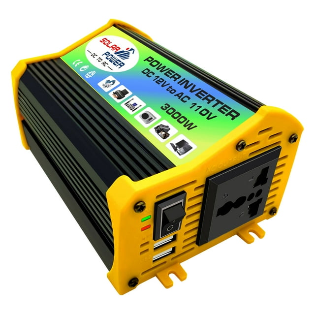 Inversor de energia,Peaks Power 3000W Inversor de onda sinusoidal modificada Inversor de corriente d Tomshoo Negro/110 V
