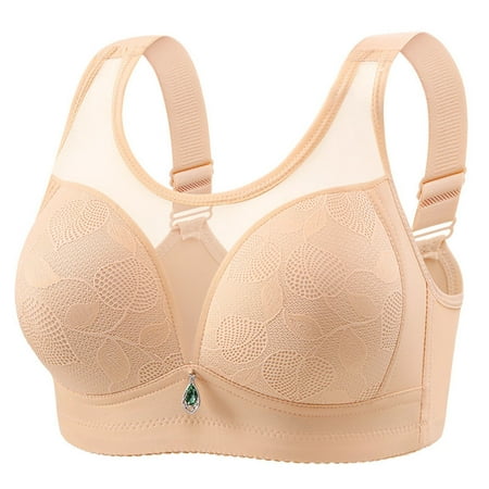 Gnurob Padded T Shirt Bras for Women Push Up Bralettes Lightly Lined Cups Bra No Underwire Brassiere Plus Size Widen Band Bralette Comfort Breathable Underwear Clearance Saving Red 40/90